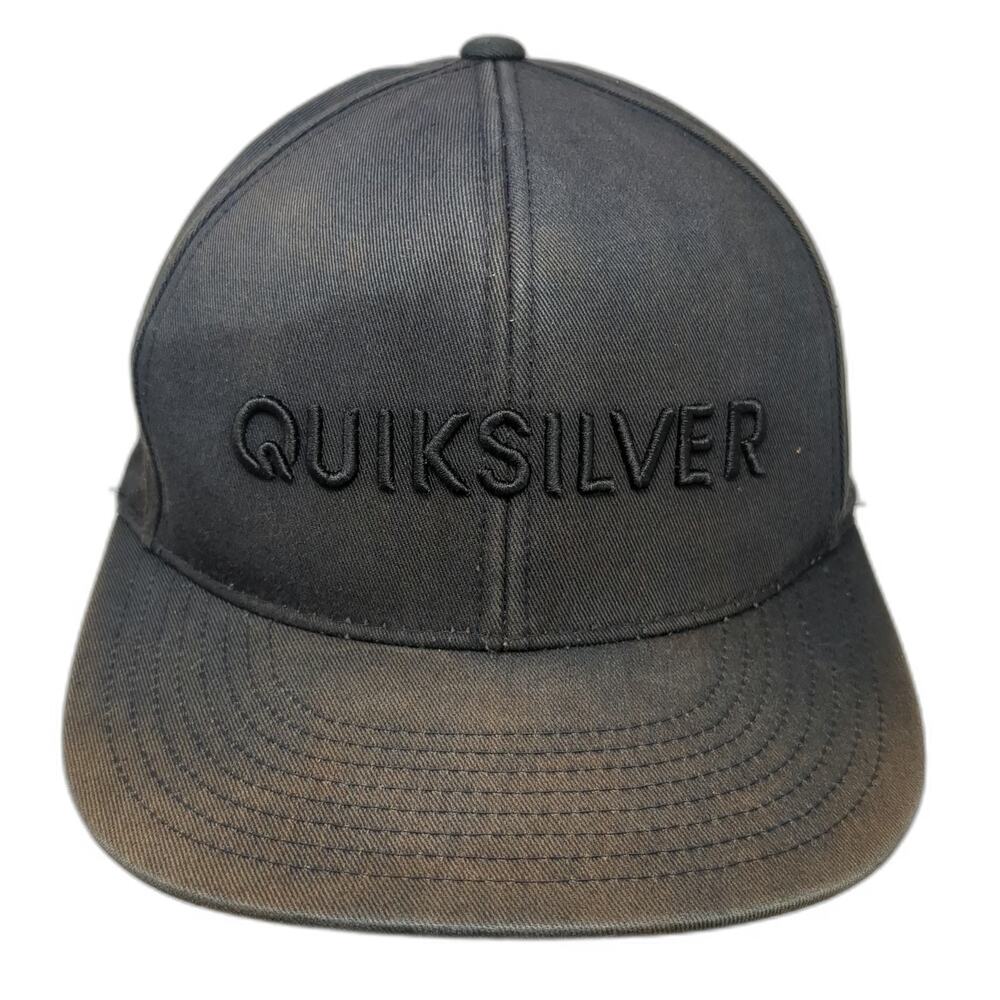 Quiksilver Snapback Black One Size Hat Tonal Logo Embroidered Yupoong Classic